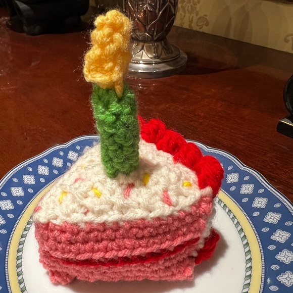 Hand Crocheted Happy Birthday Slice of Cake Party Gift Custom Colors! - Picture 14 of 16